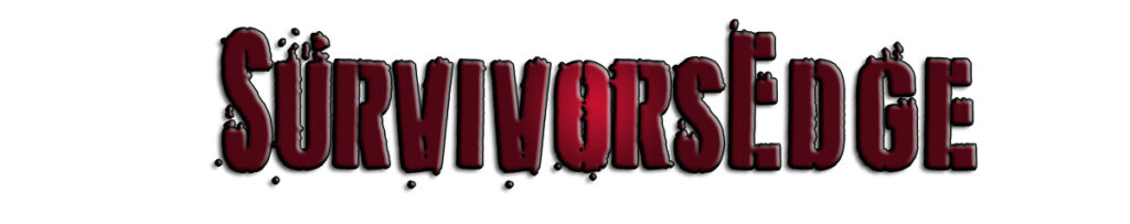 Logo of SurvivorsEdge featuring bold lettering in red and black with a distressed style.