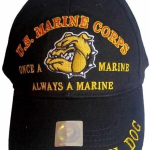 Marine Corps Cap ONCE A MARINE ALWAYS A MARINE DEVIL DOG FIRST TO FIGHT Blk USMC