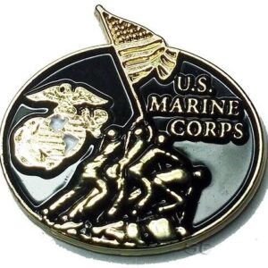 Marine Corps Lapel Pin Iwo Jima Memorial w EGA on Round Black Background 1" USMC