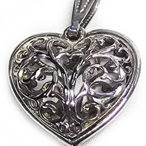 Sterling Silver Pendant Heart Hollow Puffy Vintage Filigree Ornate 925 4.39g