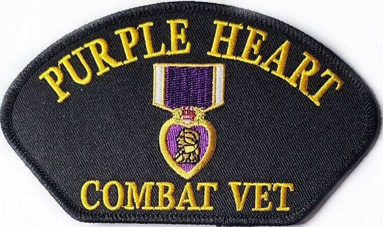 United States Military Patch PURPLE HEART COMBAT VET for Vest or Hat 5 3/8"