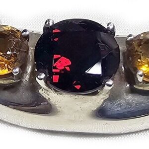 Faceted Garnet and Citrine Pendant Sterling Silver CID Gemstone 925 5.79g 32mm