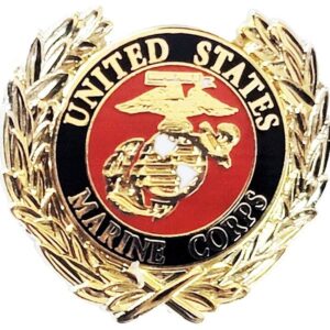 Marine Corps Lapel Pin UNITED STATES MARINE CORPS Crest in Gold Wreath USMC