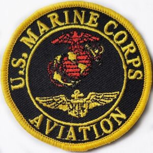 Marine Corps Patch "U.S. MARINE CORPS AVIATION" w Wings EGA Round Black 3" USMC