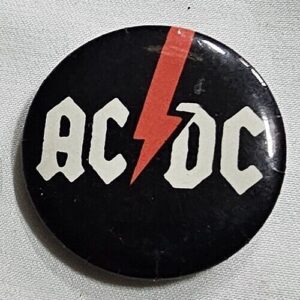 AC/DC Vintage Pin Badge 80's Tour Concert Band Logo Memorabilia 1 1/4"