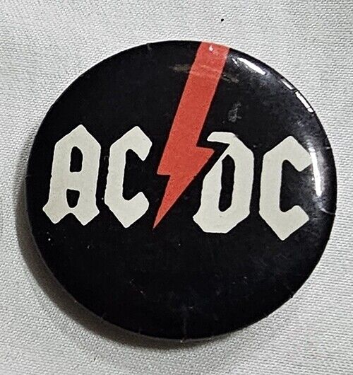 AC/DC Vintage Pin Badge 80's Tour Concert Band Logo Memorabilia 1 1/4"