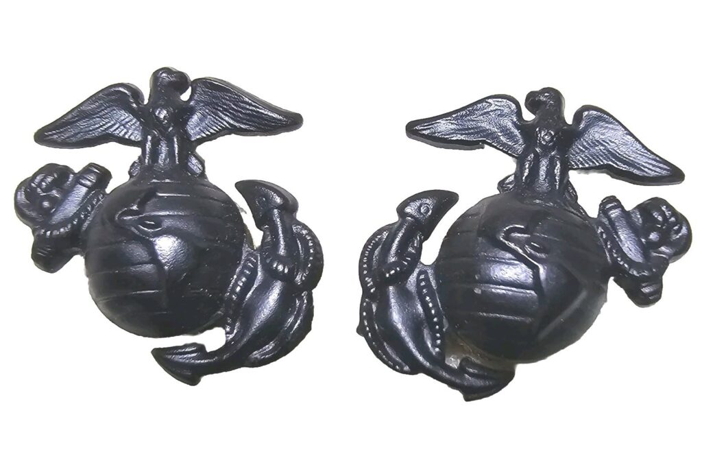 Marine Corps Enlisted Issue Garrison Collar Device Set Post Back 1" Subdued USMC