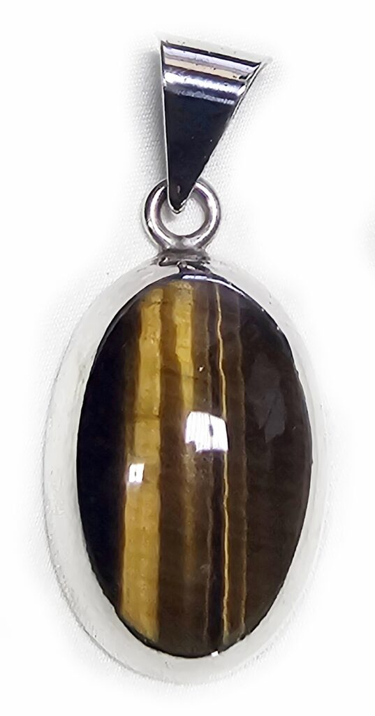 Tiger's Eye Pendant Gemstone Sterling Silver Vintage THICK TC-311 925 19.5g 56mm