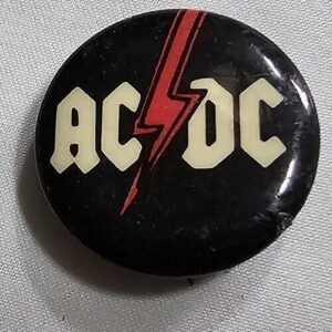 AC/DC Vintage Pin Badge 80's Tour Concert Band Logo Memorabilia 1"