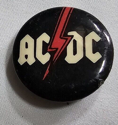 AC/DC Vintage Pin Badge 80's Tour Concert Band Logo Memorabilia 1"