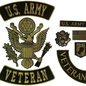 Army Back Patch Set 8 Piece Biker Motorcyclist Rockers U.S.A. Soldier Olive Drab