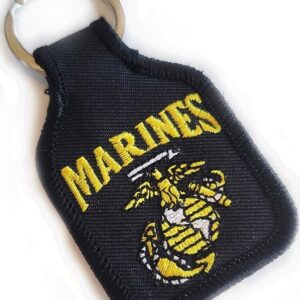 Marine Corps Key Ring Keyring Embroidered MARINES Eagle Globe Anchor Black USMC