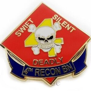 Marine Corps Lapel Pin 4th Reconnaissance Battalion Swift Silent Deadly USMC