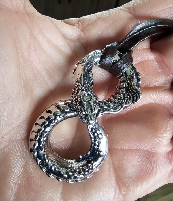 Ouroboros Serpent Pendant Renewal Infinity Eternity Viking 2 3/8" x 1 1/4" Metal