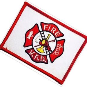 Firefighter Fire Rescue Patch Square Maltese Cross FIRE VFD 2 1/2" x 3 1/2" Wht