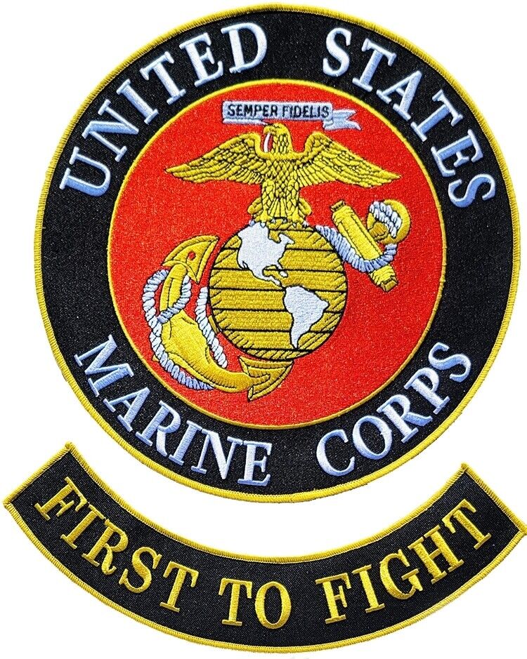 Marine Corps Back Patch Crest Emblem Eagle Globe Anchor 10" FIRST TO FIGHT Rocke