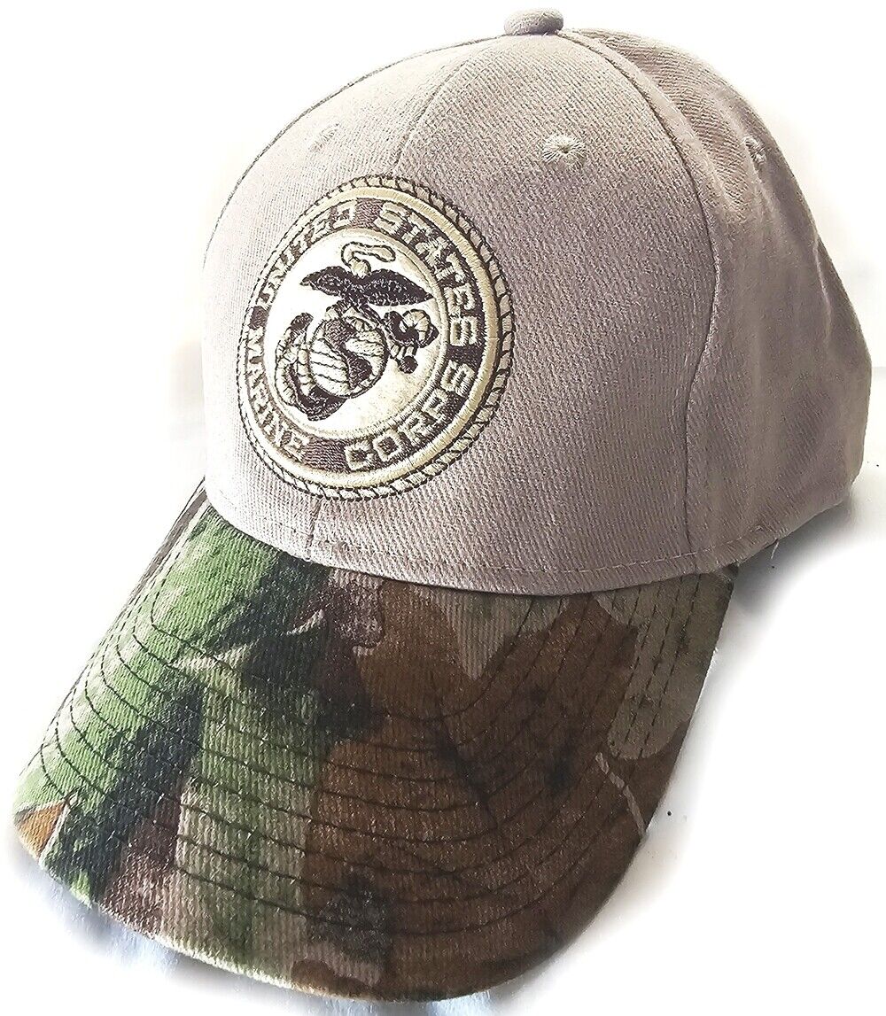 Marine Corps Cap Hat MARINES w EGA Embroidered Kahki and Camouflage Cotton USMC