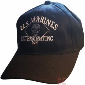 Marine Corps Cap U.S. MARINES EXTERMINATING CO w Skull Black Cotton USMC