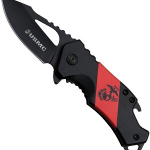 Marine Corps Knife Pocket Assisted Opening W Bottle Opener Lanyard Hole EGA USMC