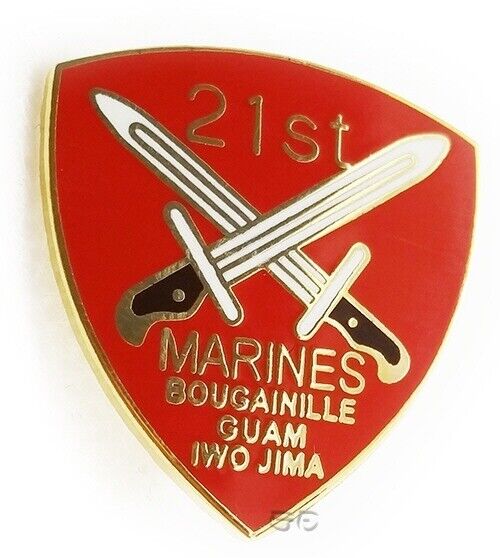 Marine Corps Lapel Pin 21st MARINES BOUGAINILLE GUAM IWO JIMA 3rd Mar Div USMC