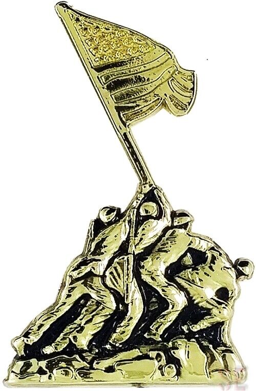 Marine Corps Lapel Pin Iwo Jima Flag Raising for Biker Vest Hat Cap Brass S USMC
