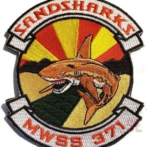 Marine Corps Patch MWSS 371 SANDSHARKS Wing Support Squadron Hook Loop Back USMC