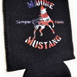 Marine Mustang Enlisted Officer Neoprene Drink Koozie Double-Sided Folds Flat