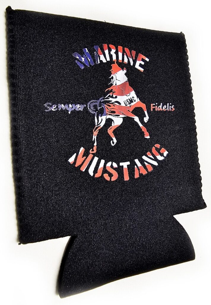 Marine Mustang Enlisted Officer Neoprene Drink Koozie Double-Sided Folds Flat