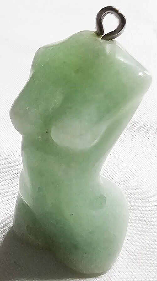 Natural Green Aventurine Crystal Goddess Carving Woman Body Healing Pendant