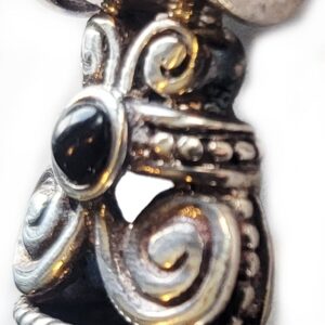 Onyx Pendant Sterling Silver 925 Heavy Art Nouveau Tribal Edwardian Fleur-de-lis