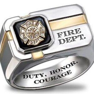Firefighter Fire Department Ring Sterling Silver 925 Duty Honor Courage 15 1/4