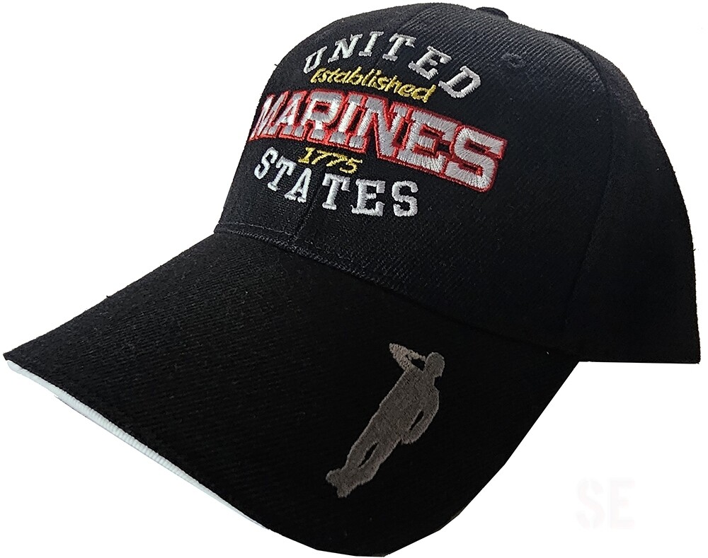 Marine Corps Cap Hat UNITED STATES EST 1775 SEMPER FI Embroidered on Black USMC