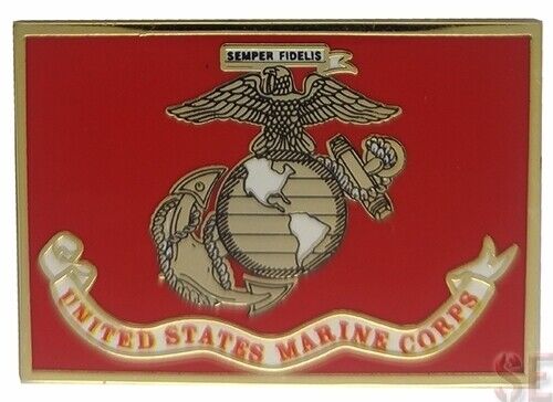 Marine Corps Lapel Pin Official Flag Gold Plated Large Scarlet Gold USMC