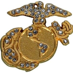 Marine Corps Lapel Pin Tie Tack Pimped Gemstone Eagle Globe Anchor Gold USMC