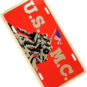 Marine Corps License Plate Metal "U.S.M.C." Iwo Jima Memorial Licensed USMC