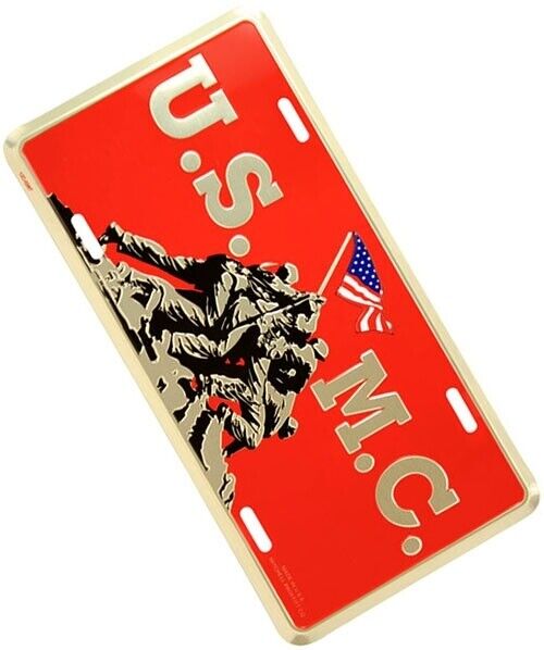 Marine Corps License Plate Metal "U.S.M.C." Iwo Jima Memorial Licensed USMC