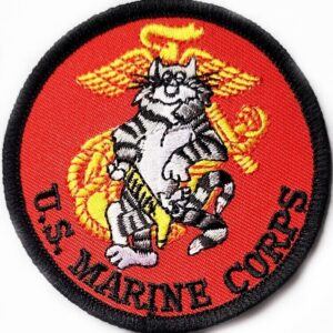 Marine Corps Patch U.S. MARINE CORPS w Tomcat on Eagle Globe Anchor in Red USMC