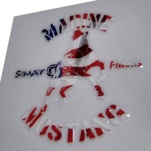 Marine Mustang Enlisted Officer UV Transfer Sticker Hollow Red White Blue 40mm