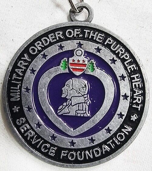 United States Military Keychain PURPLE HEART BADGE OF MILITARY MERIT 1 3/8"