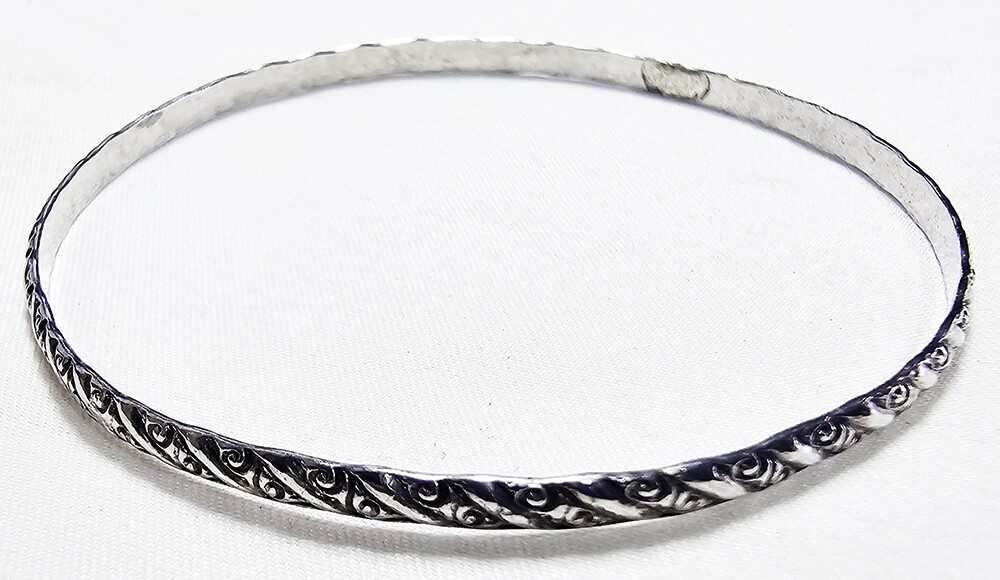 Vintage Sterling Silver 925 Bangle Bracelet Antique Art Deco Nouveau 5.5 grams