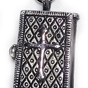 Bible Cross Locket Pendant Silver Color Metal Vintage Christian 1 1/4" 14.5g