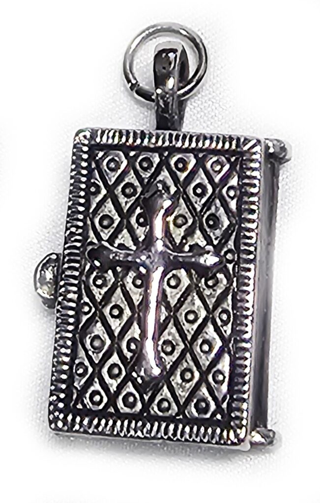 Bible Cross Locket Pendant Silver Color Metal Vintage Christian 1 1/4" 14.5g