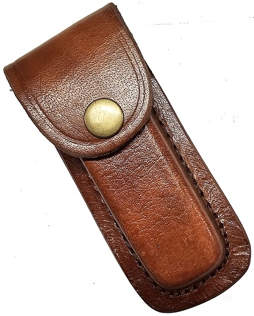 Knife Sheath Pouch Leather Small Tool Pliers to 3.5" Belts to 2" Brown Plain