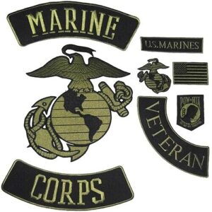 Marine Corps Back Patch Set 8 Piece Biker Eagle Globe Anchor w Rockers USMC OD
