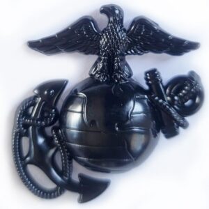 Marine Corps Cap Emblem Device Officers w Pin Back Black Large 1 3/4" USMC