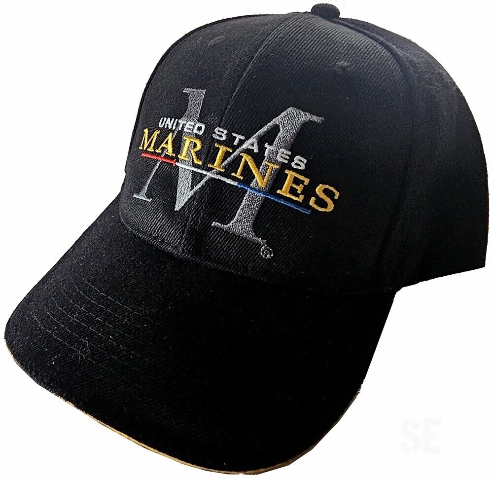 Marine Corps Cap Hat MARINES EGA UNITED STATES Embroidered on Black Acrylic USMC