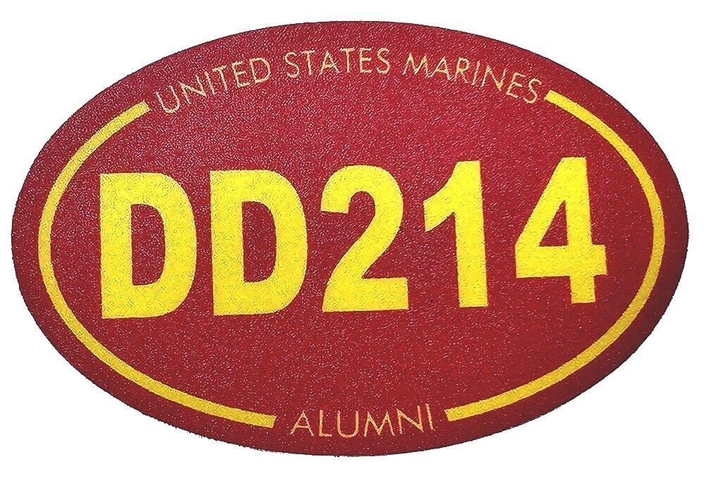 Marine Corps Decal UNITED STATES MARINES DD214 ALUMNI Oval Vinyl Sticker Scarlet