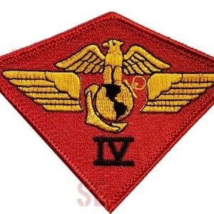 Marine Corps Patch 4th Marine Air Wing Scarlet Gold EGA w Wings 4" x 3" USMC