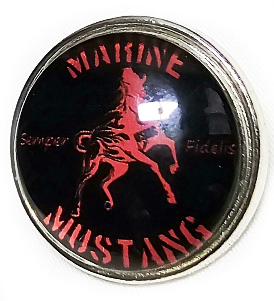 Marine Mustang Enlisted Officer Lapel Pin Alloy Metal Scarlet on Black 1 1/8"