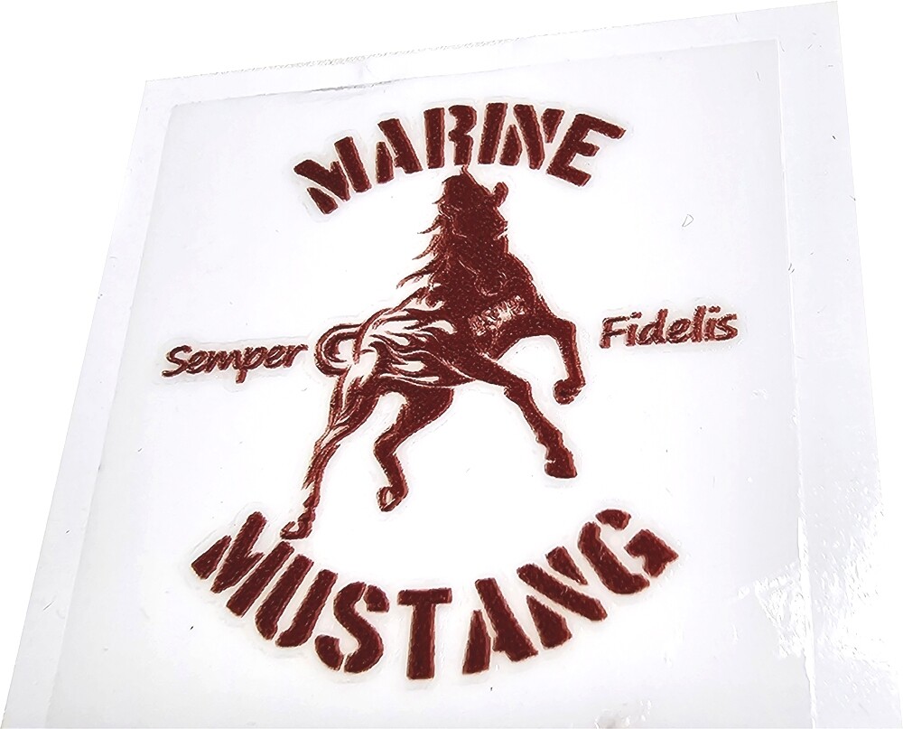 Marine Mustang Enlisted Officer UV Transfer Sticker Hollow Scarlet Red 40mm